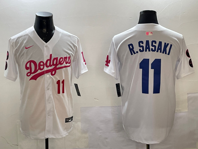 Men Los Angeles Dodgers #11 R Sasaki white 2025 MLB nike jersey style 17->los angeles dodgers->MLB Jersey